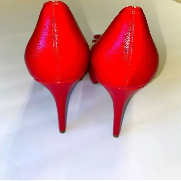 Marc-Fisher Women’s red Marsha Peep-Toe Bow Stillitoes size 8 - Picture 2 of 9